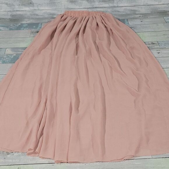 Pinup-Girl Long Sheer Dusty Rose Skirt One Size - Picture 4 of 7